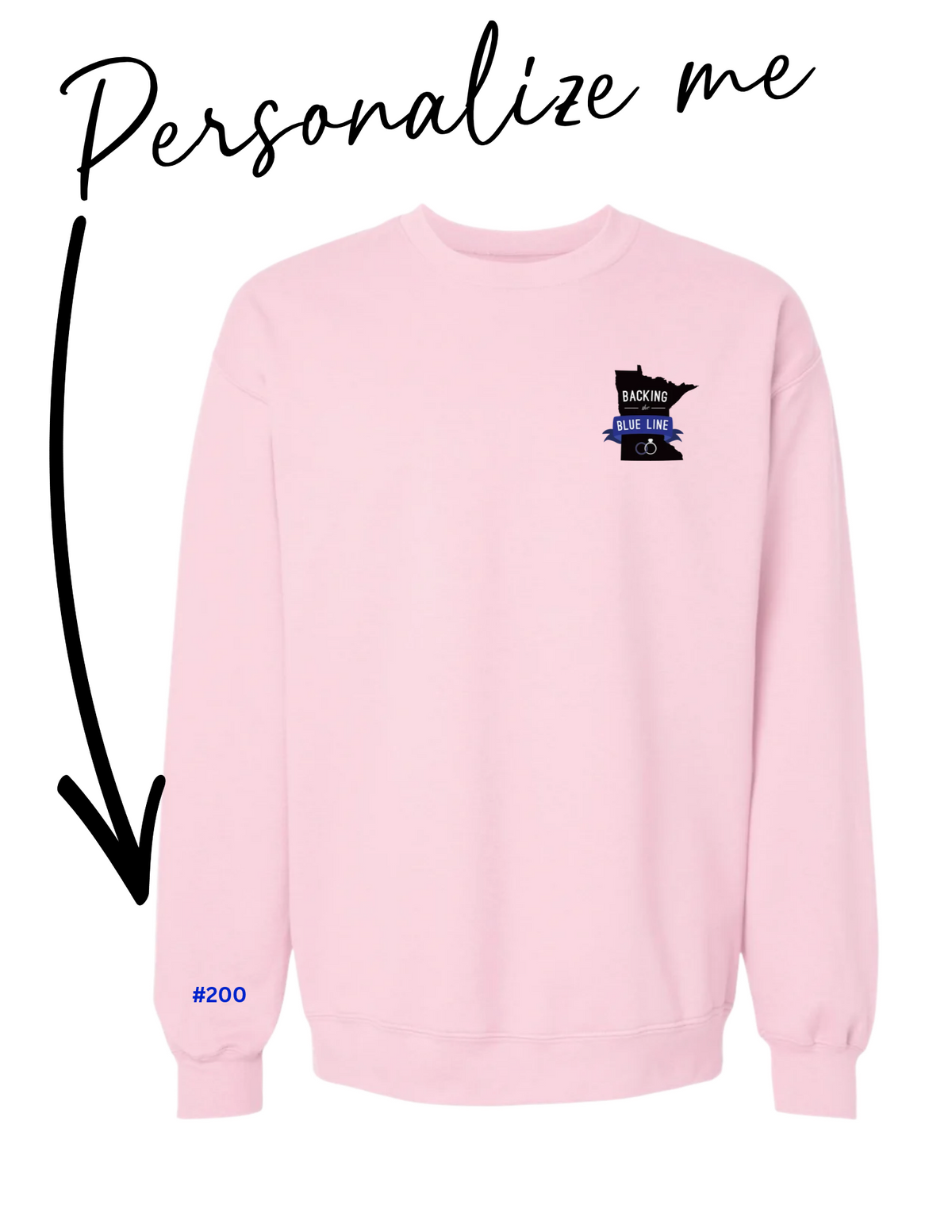 Back the Blue Line Logo | Embroidered Crewneck Sweatshirt