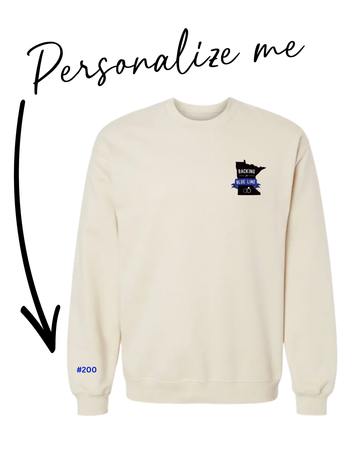 Back the Blue Line Logo | Embroidered Crewneck Sweatshirt