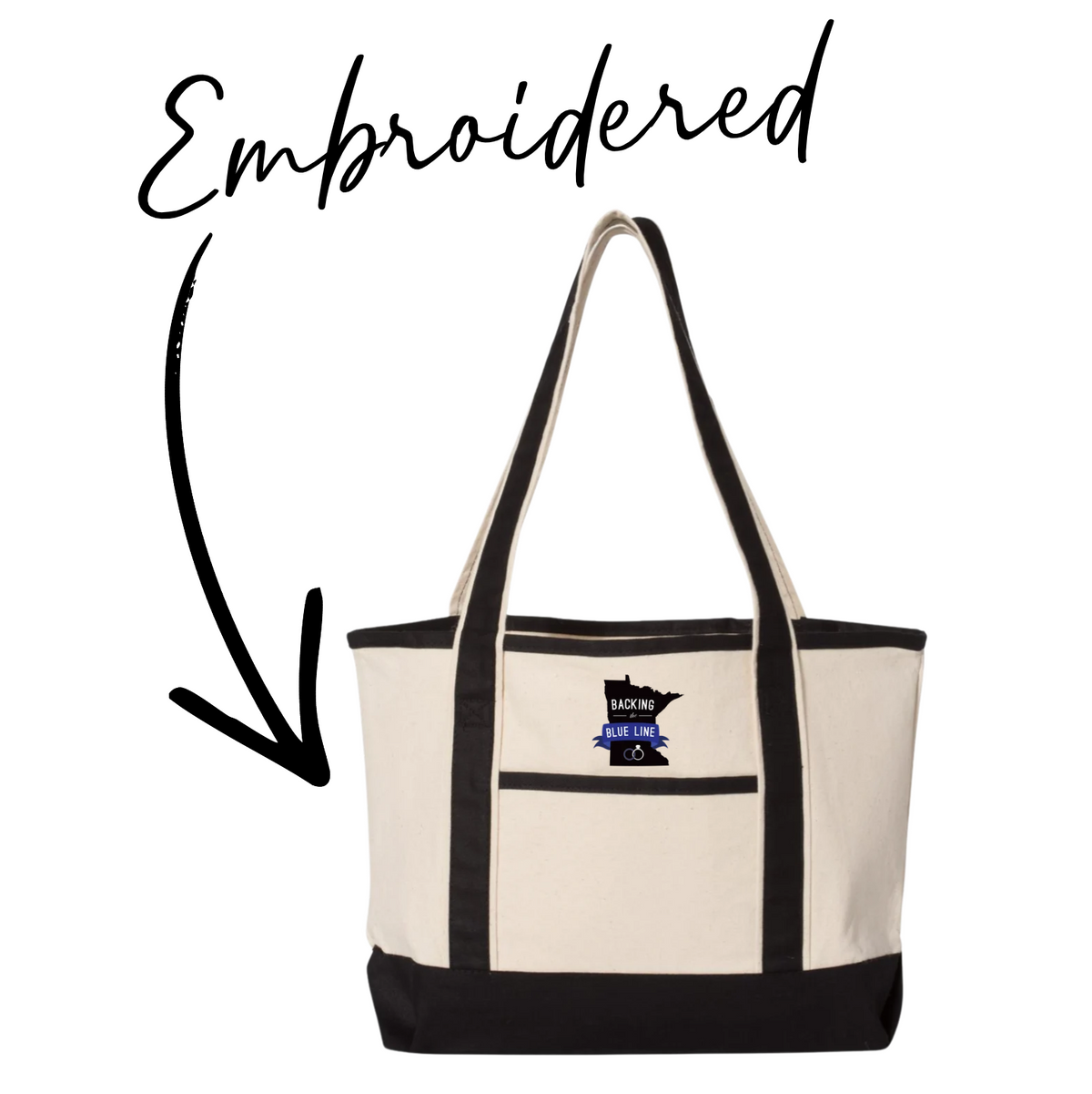 Backing the Blue Line Embroidered Tote Bag