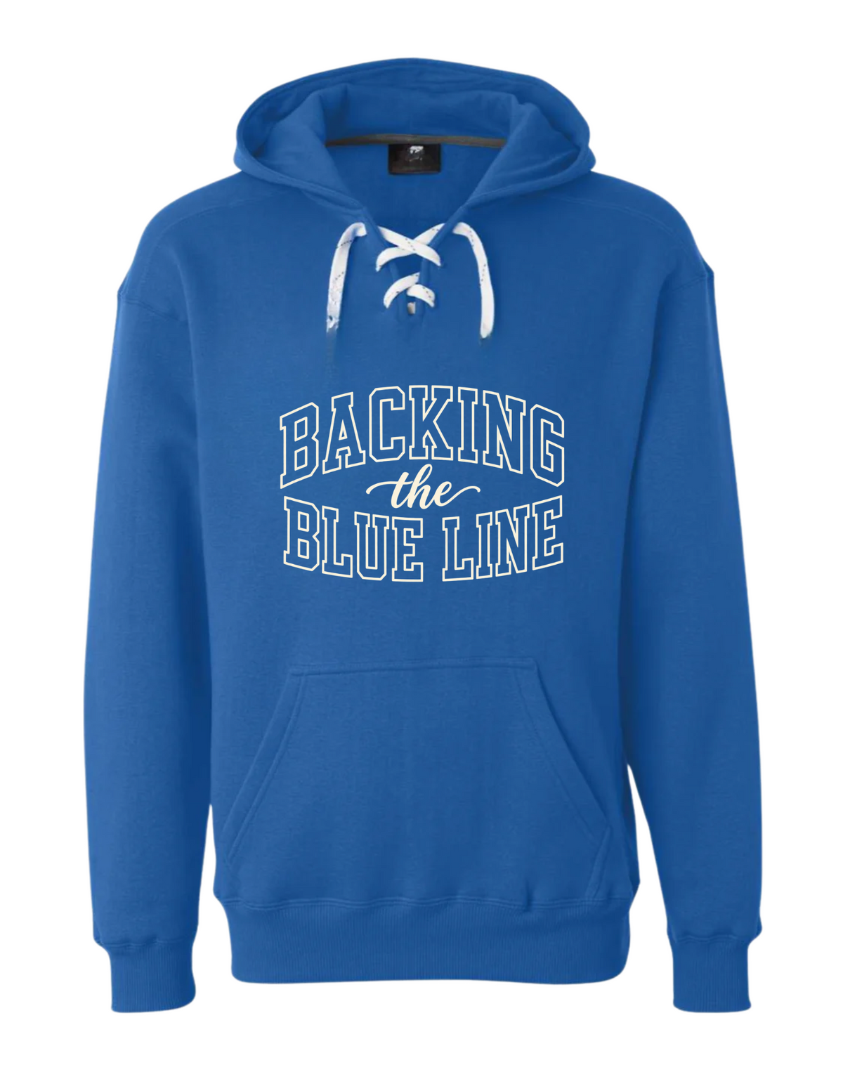 Backing the Blue Line Embroidered Lace-Up Hoodie