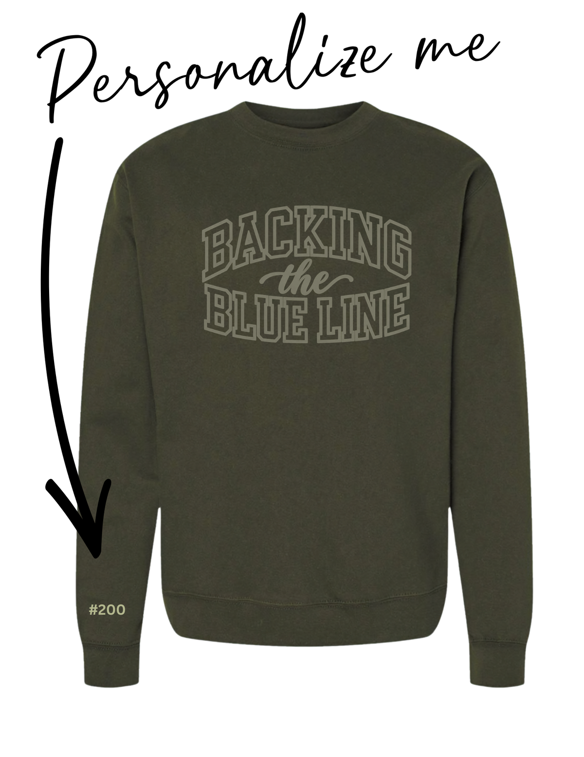 Back the Blue Line Tonal | Embroidered Crewneck Sweatshirt