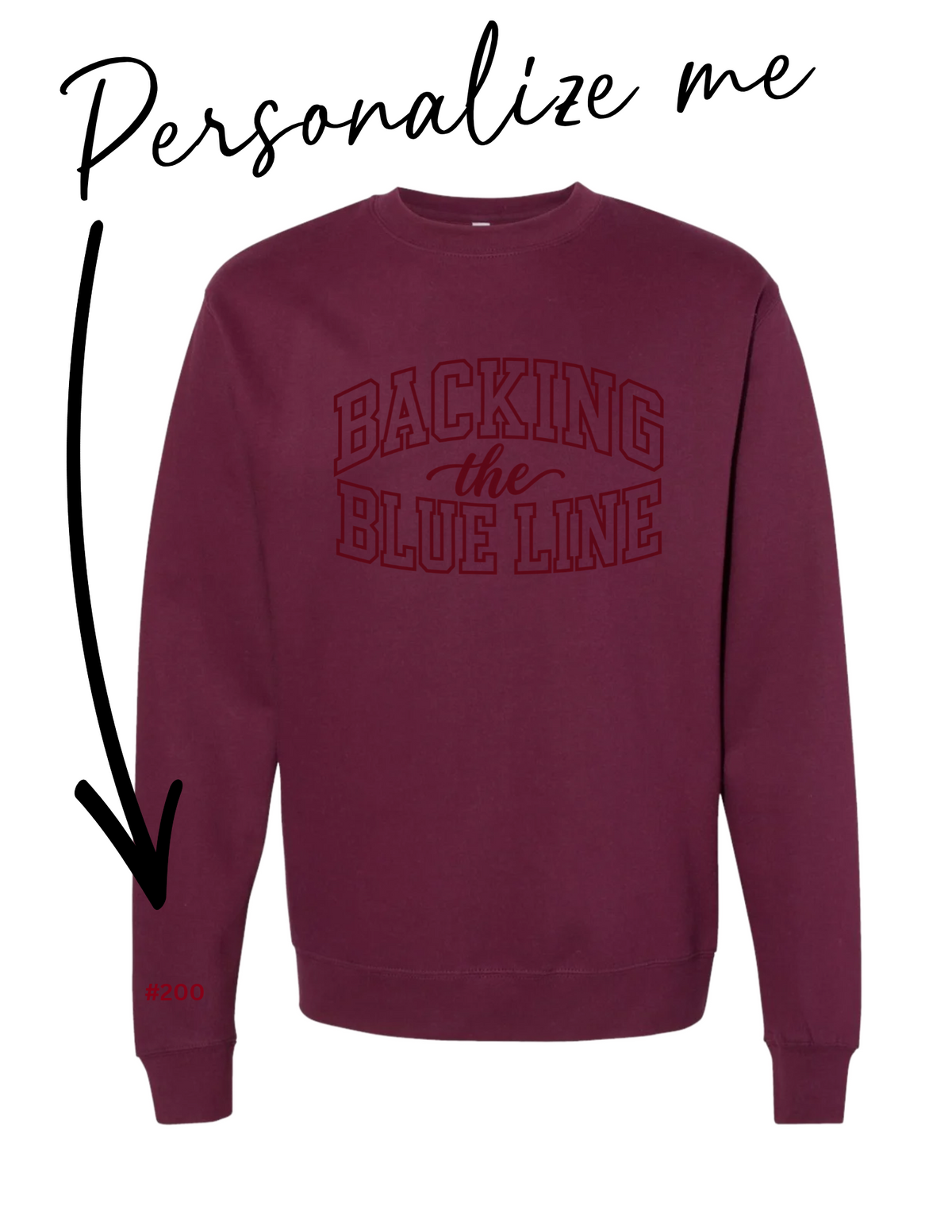 Back the Blue Line Tonal | Embroidered Crewneck Sweatshirt