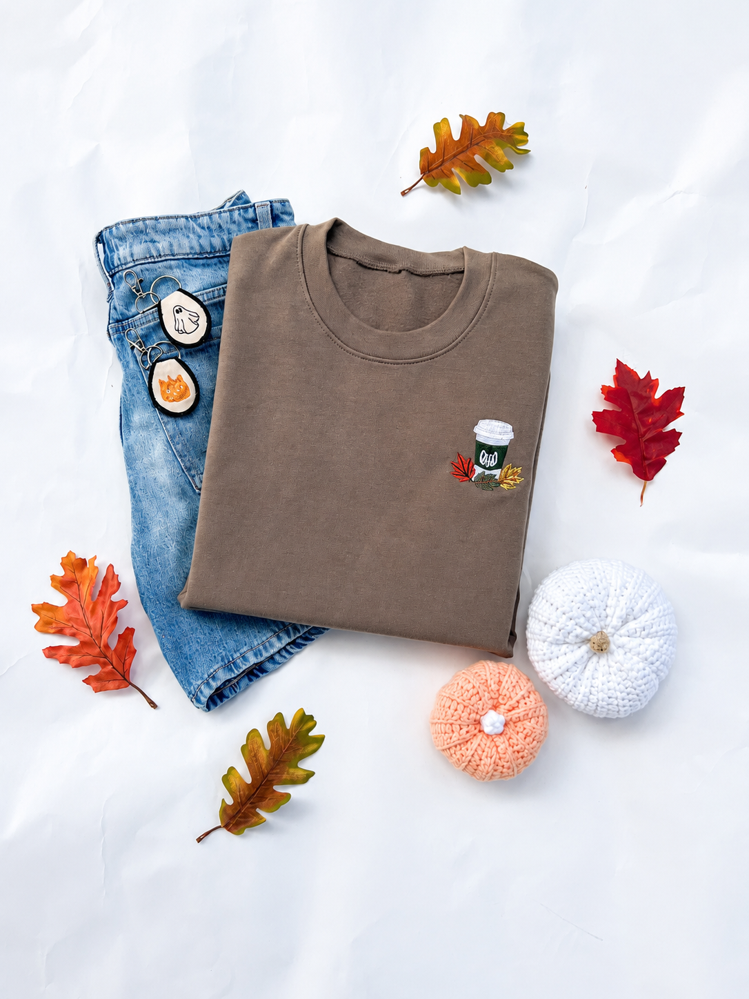 Hot Coffee Fall Leaves | Crewneck Sweatshirt