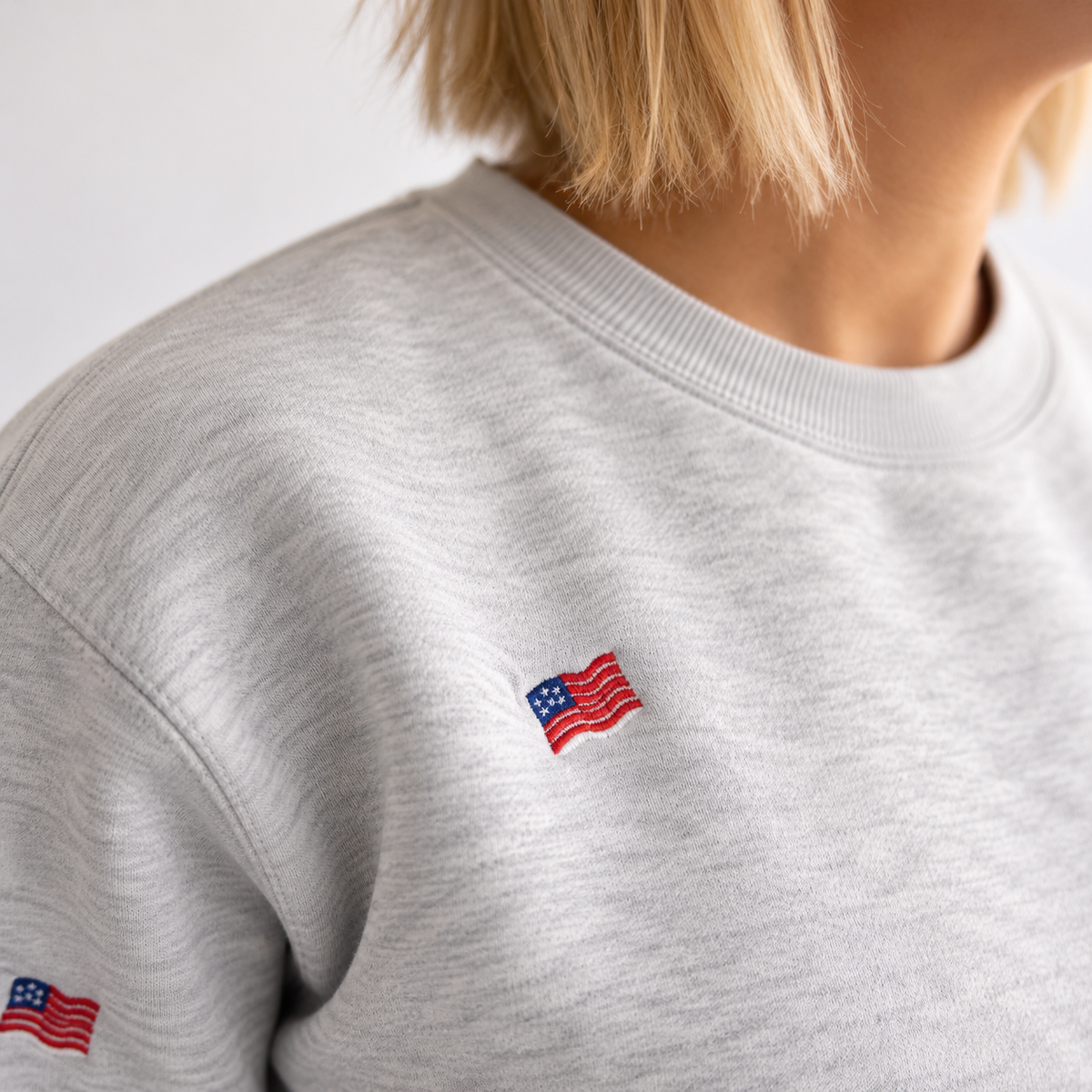 American Flag | Little's | Embroidered Crewneck Sweatshirt