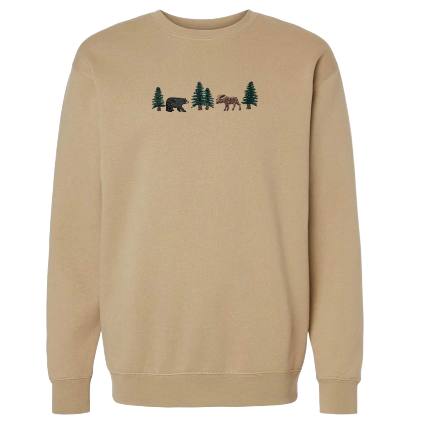 Crewneck Sweatshirt, Trees and Animals