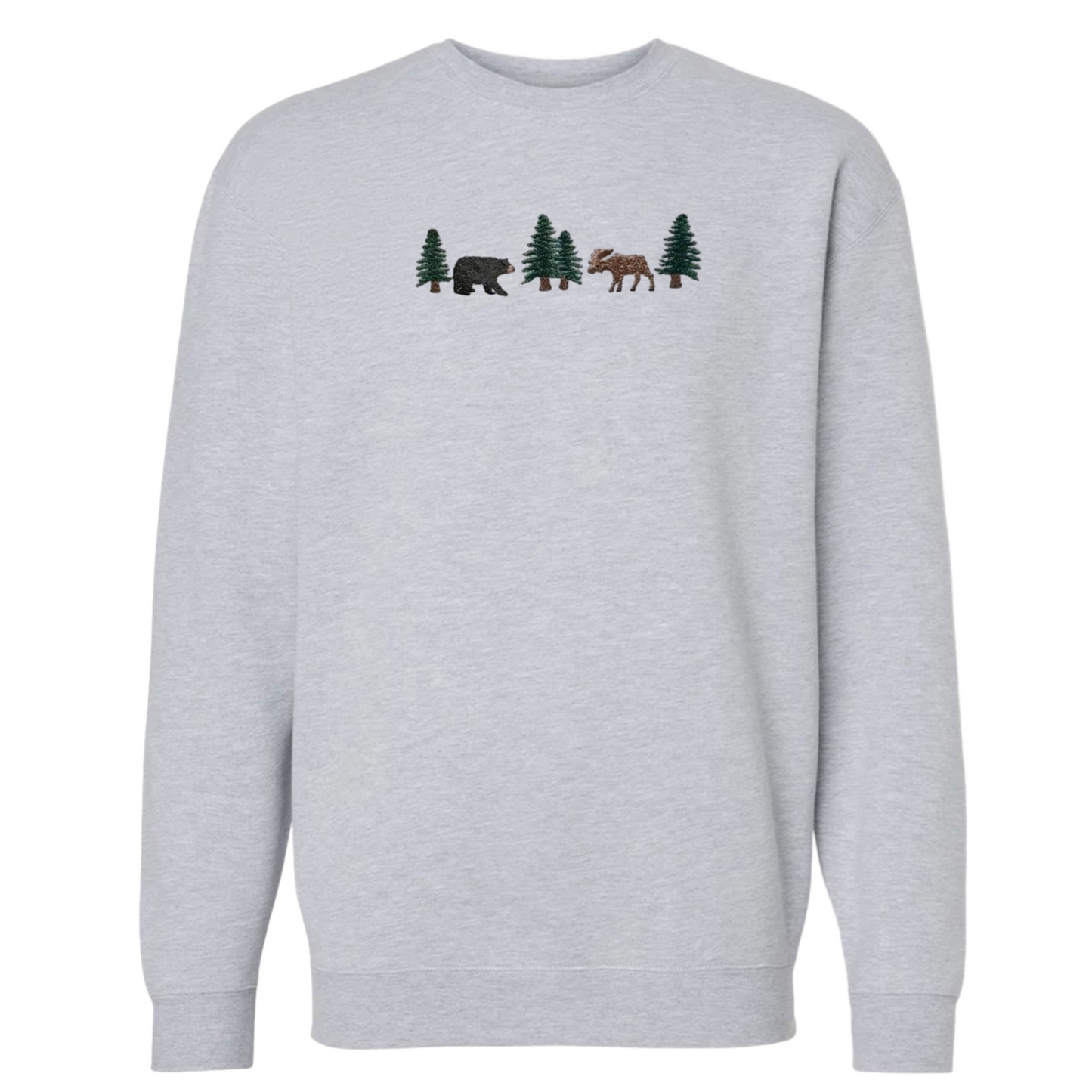 Crewneck Sweatshirt, Trees and Animals