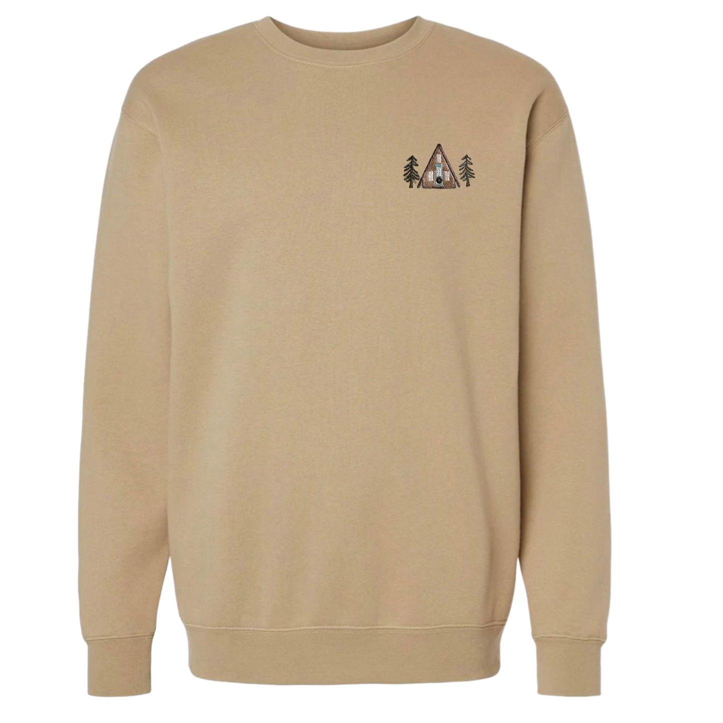 Crewneck Sweatshirt, Cabin and Trees