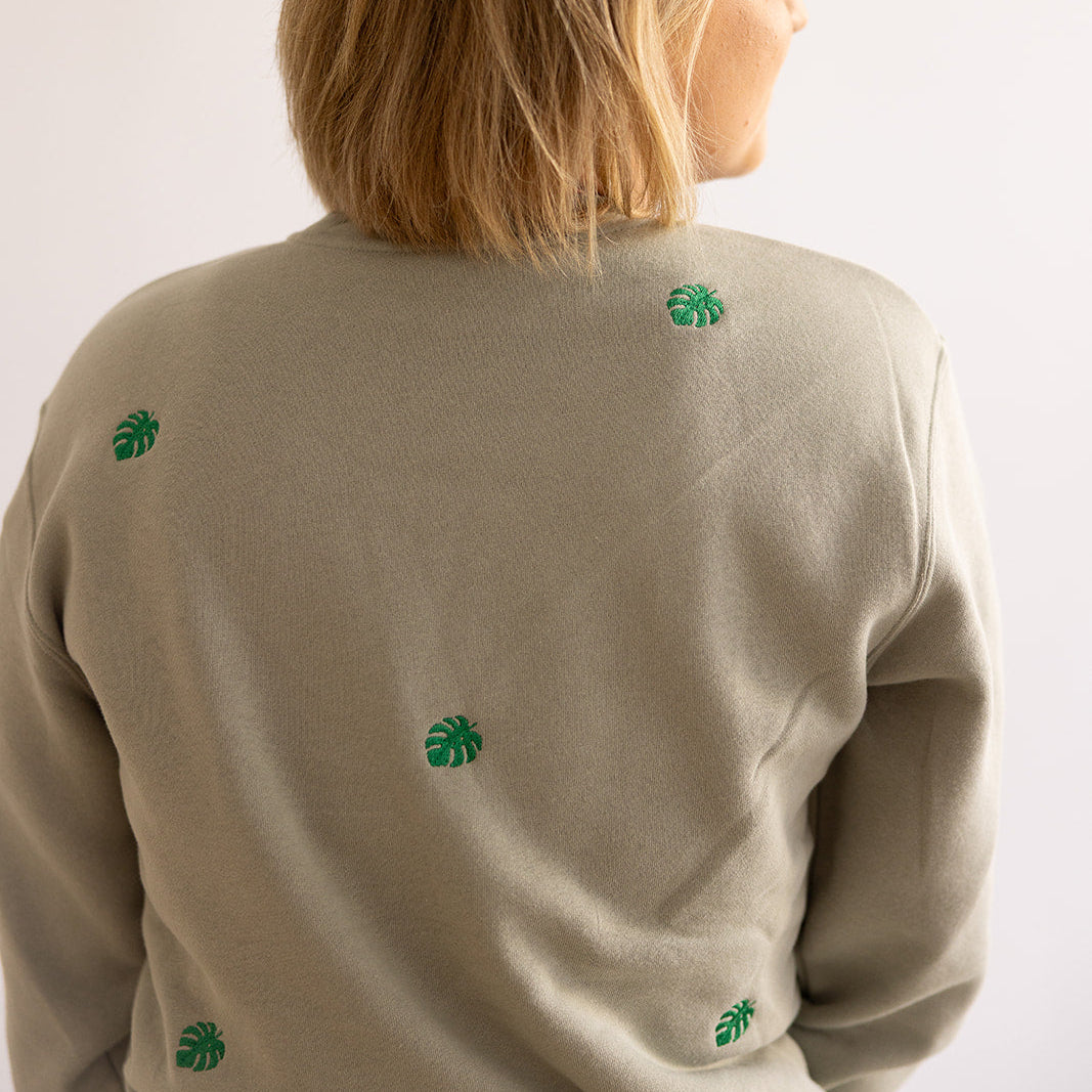 Monstera Leaf | Little's | Crewneck Embroidered Sweatshirt
