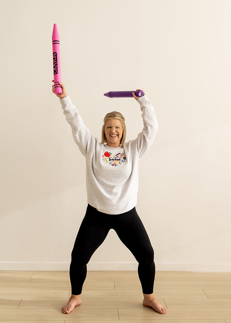 Teacher Heart | Crewneck Embroidered Sweatshirt