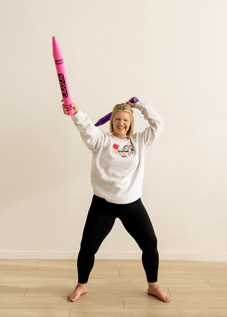 Teacher Heart | Crewneck Embroidered Sweatshirt