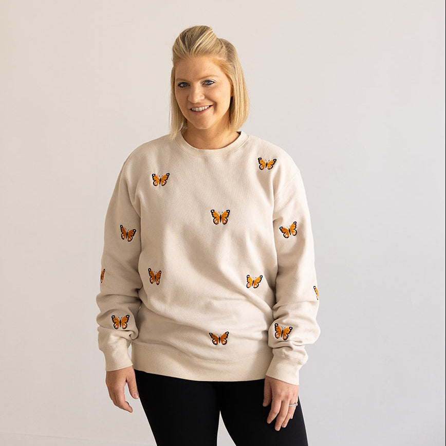 Butterflies | Little's | Embroidered Crewneck Sweatshirt