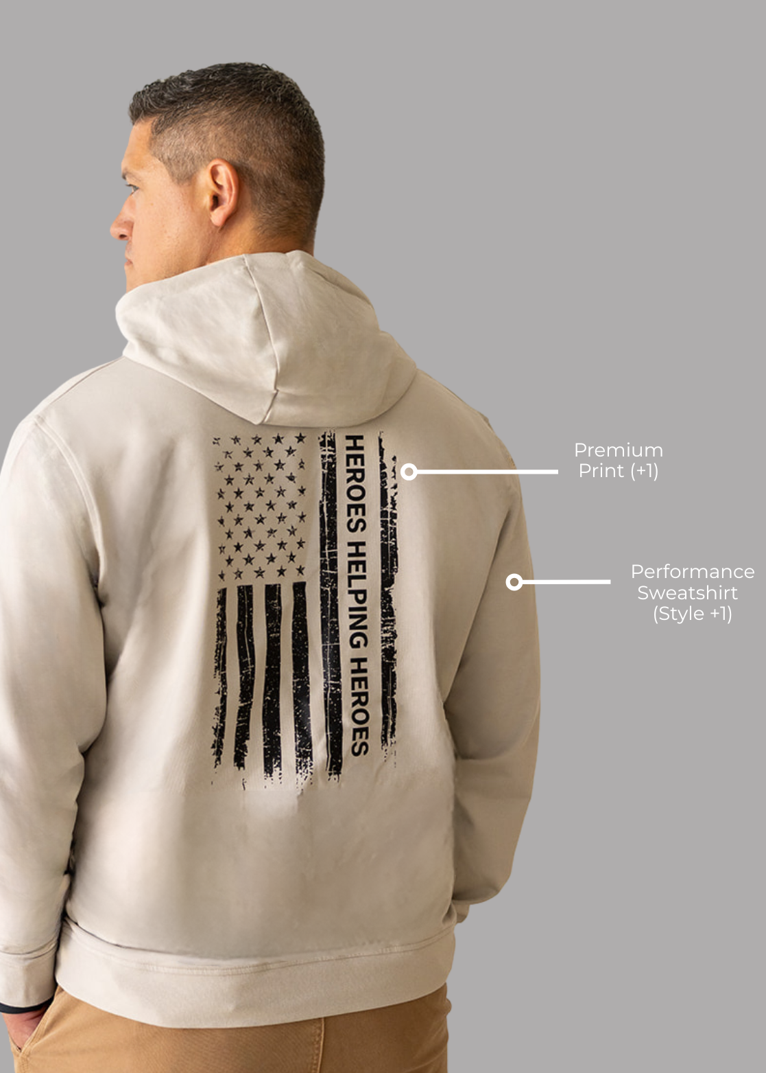 h3 or heroes helping heroes perform white sweatshirt