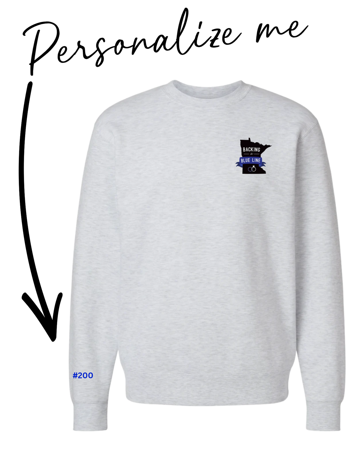 Back the Blue Line Logo | Embroidered Crewneck Sweatshirt