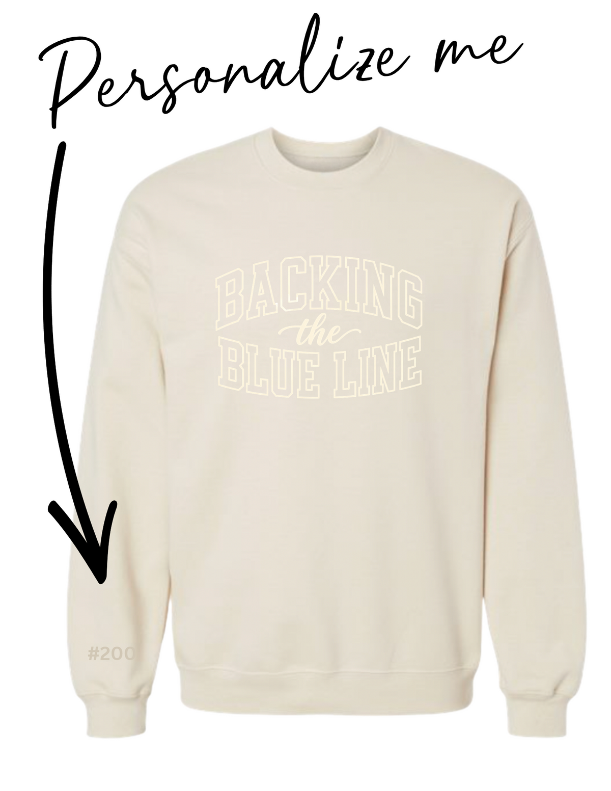 Back the Blue Line Tonal | Embroidered Crewneck Sweatshirt