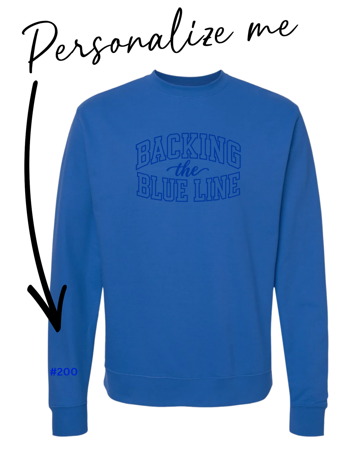 Back the Blue Line Tonal | Embroidered Crewneck Sweatshirt