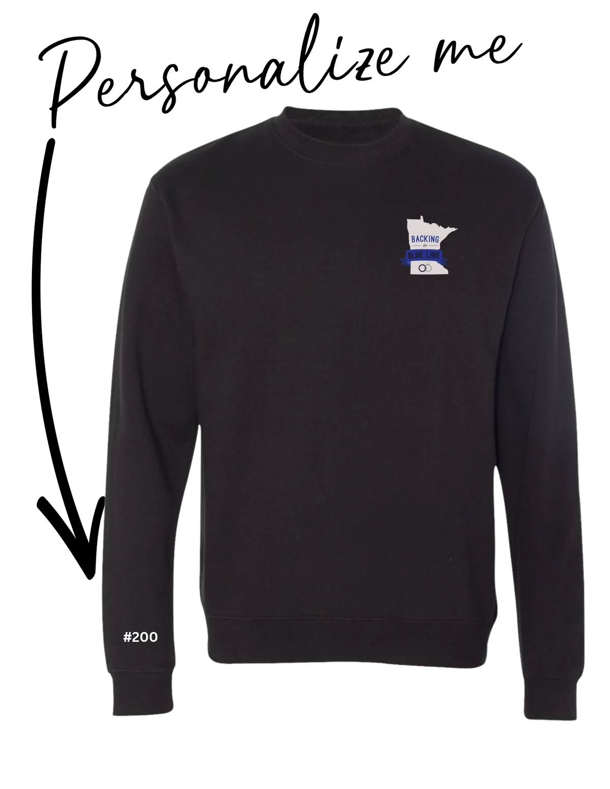 Back the Blue Line Logo | Embroidered Crewneck Sweatshirt