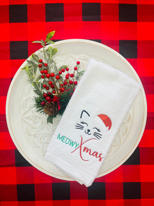 Meowy Xmas, Cat, Hand Towel