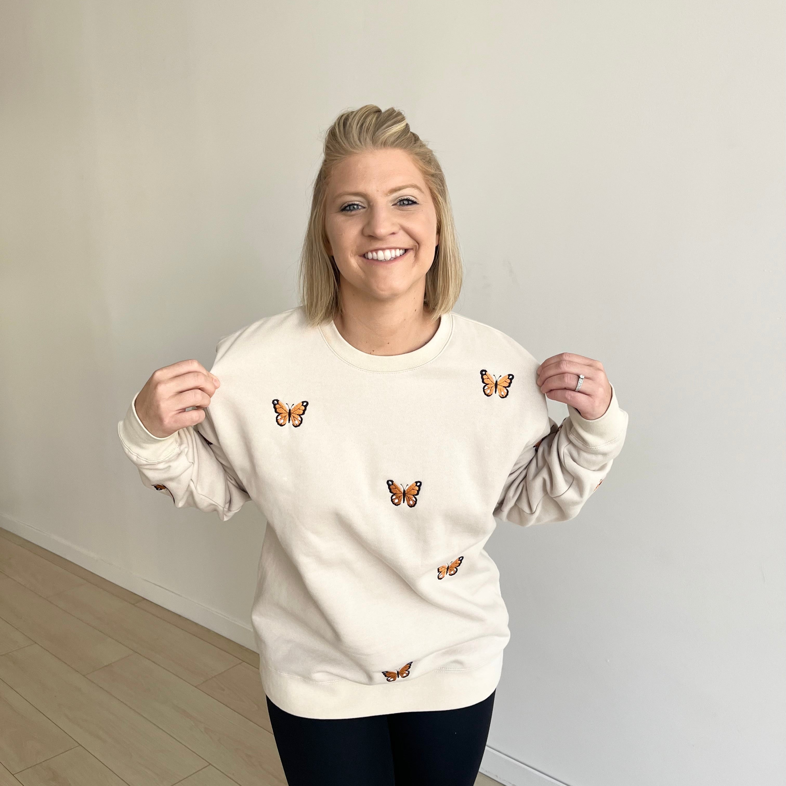 Butterflies | Little's | Embroidered Crewneck Sweatshirt