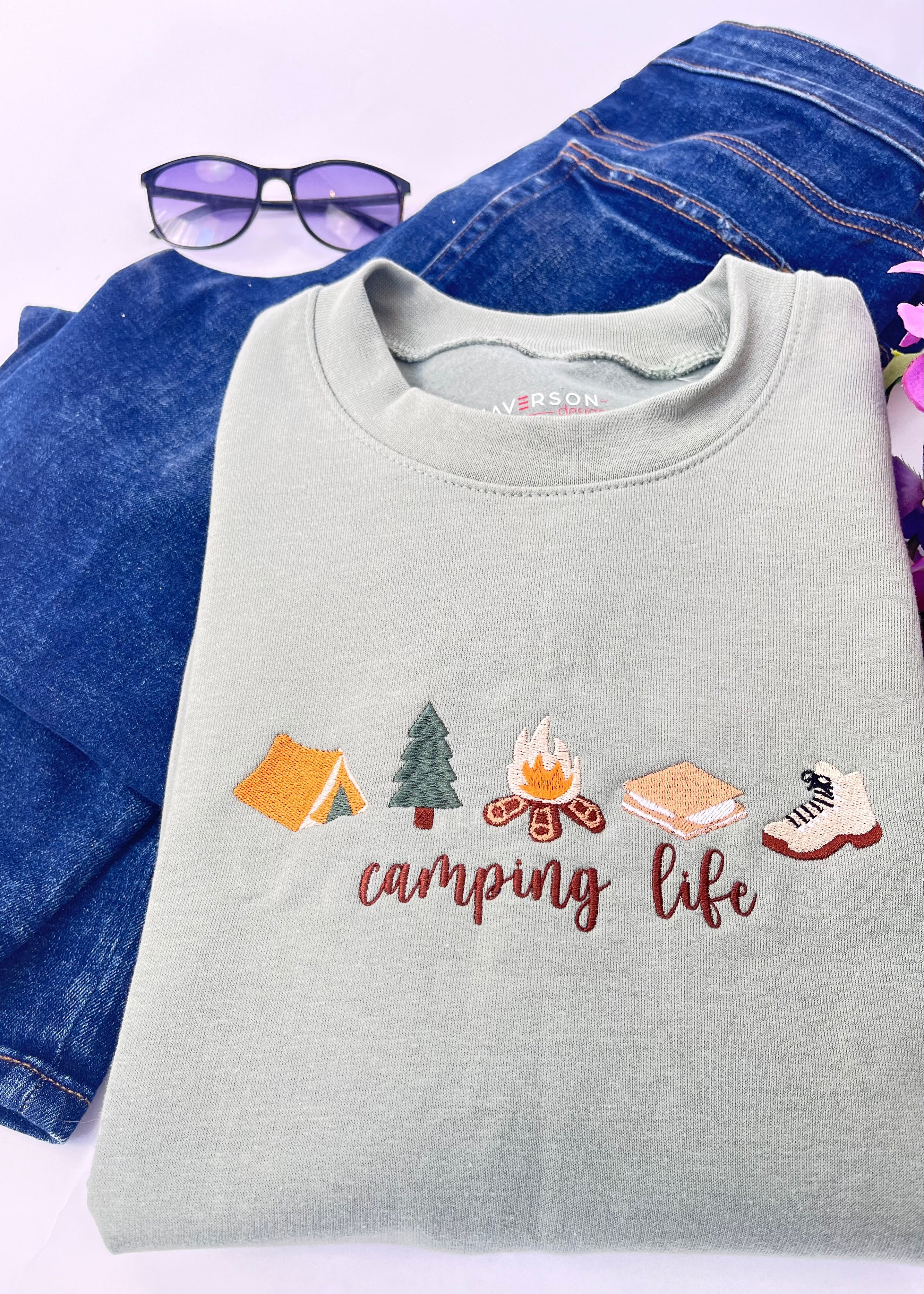 camping life close up embroidery
