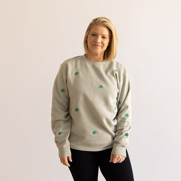 Monstera Leaf | Little's | Crewneck Embroidered Sweatshirt