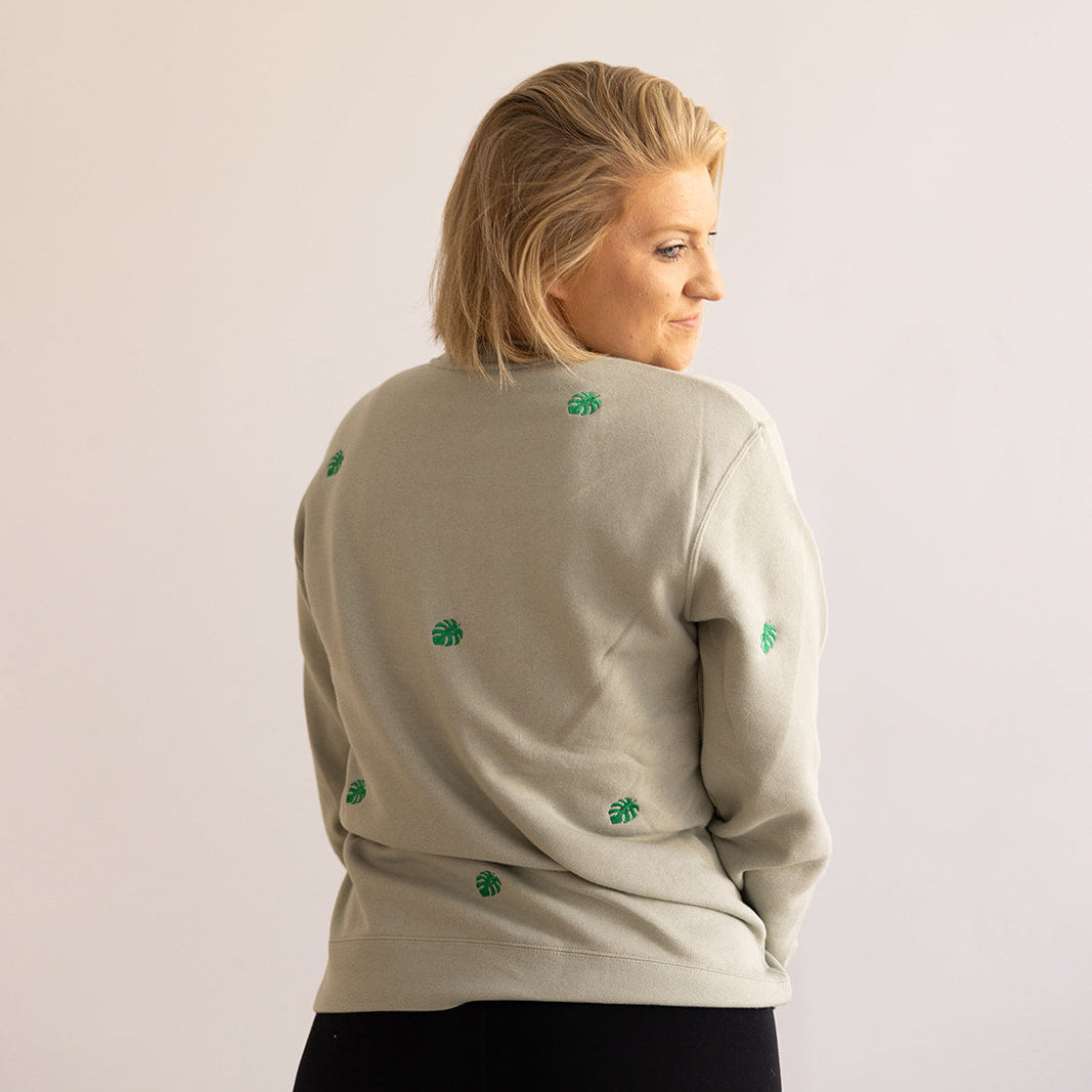 Monstera Leaf | Little's | Crewneck Embroidered Sweatshirt