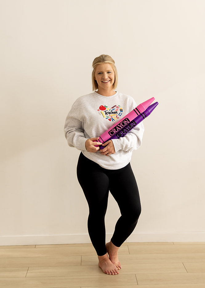Teacher Heart | Crewneck Embroidered Sweatshirt