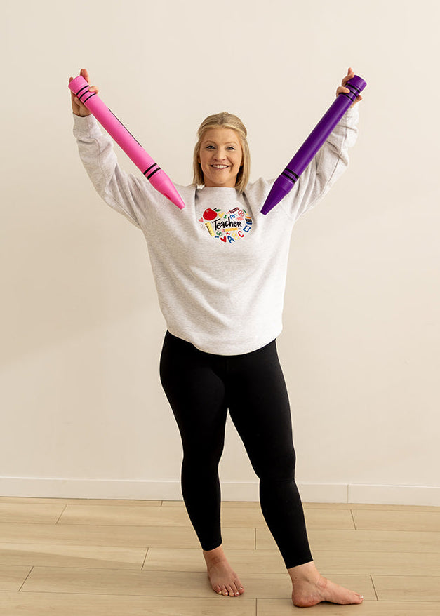Teacher Heart | Crewneck Embroidered Sweatshirt