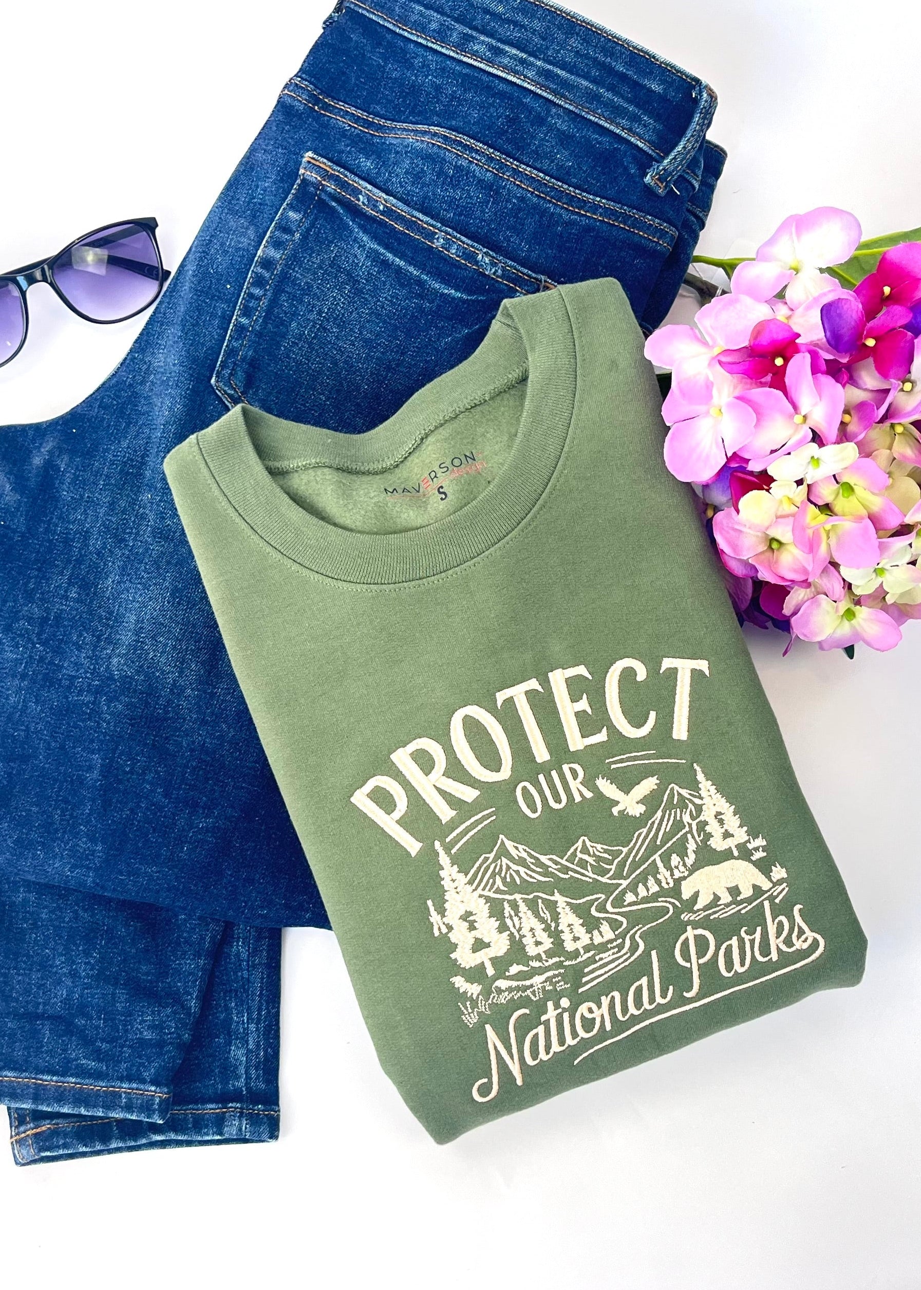 protect our national parks embroidered crewneck sweatshirt