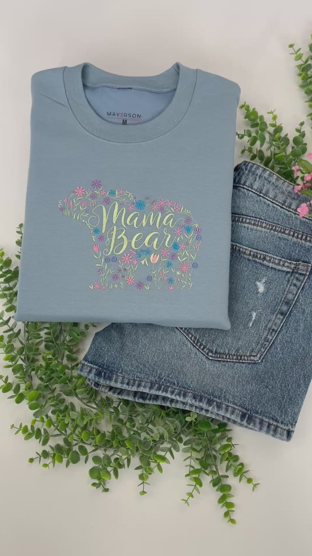 mama bear embroidered crewneck sweatshirt