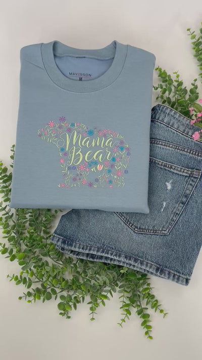 mama bear embroidered crewneck sweatshirt
