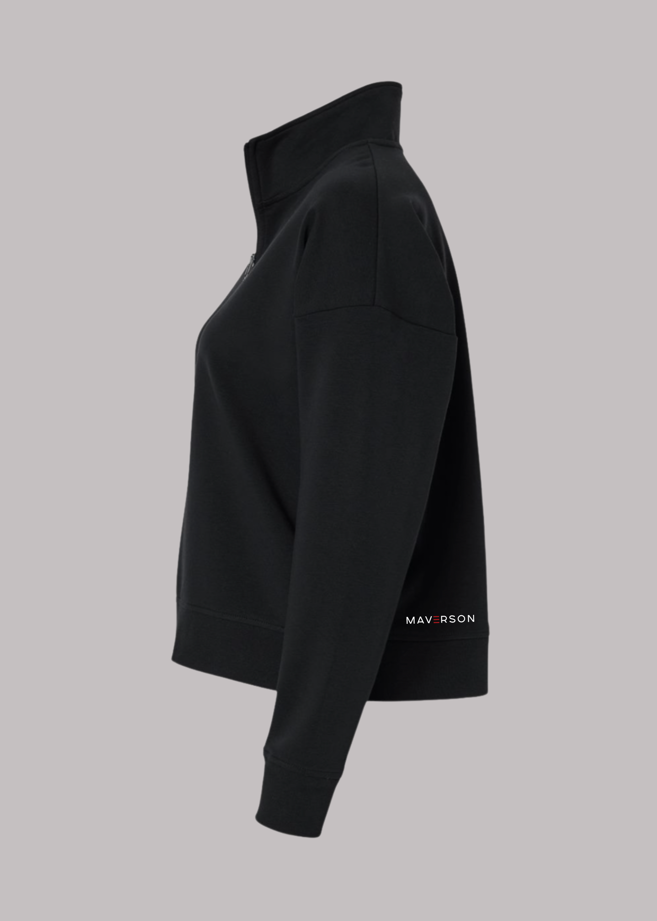 black womens quarter zip side view